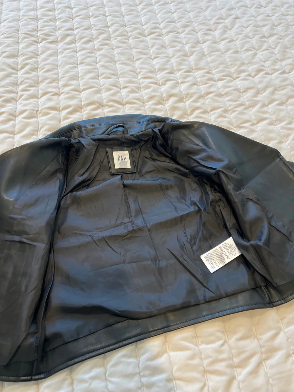 🕷️ GAP Black Faux Leather Moto Jacket - Size Small - Kid